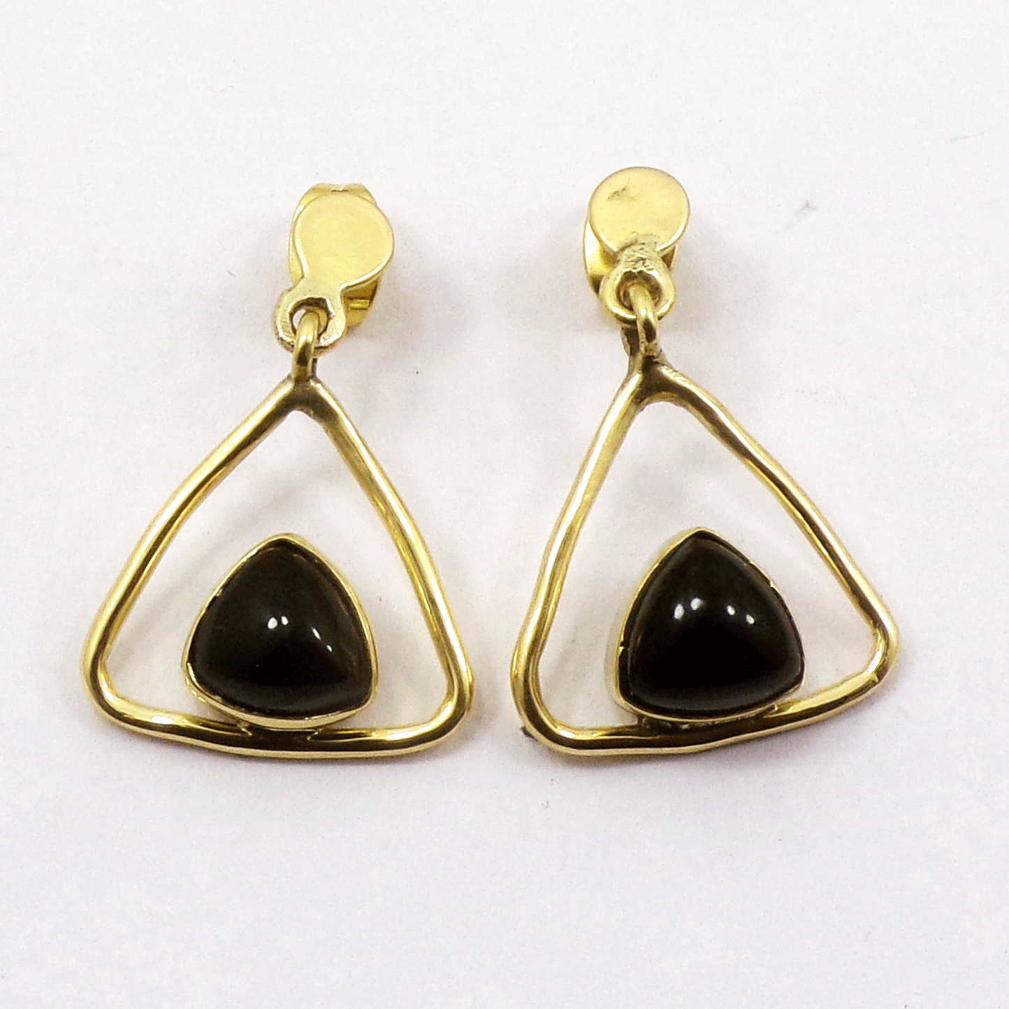 Amazing Black Onyx Cab Stud Earring K - JBS999 New Year Collection Cab Trillion Shape With 18ct Gold Plating Stud Earring